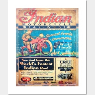 Old Indian Motorcycles Poster Posters and Art